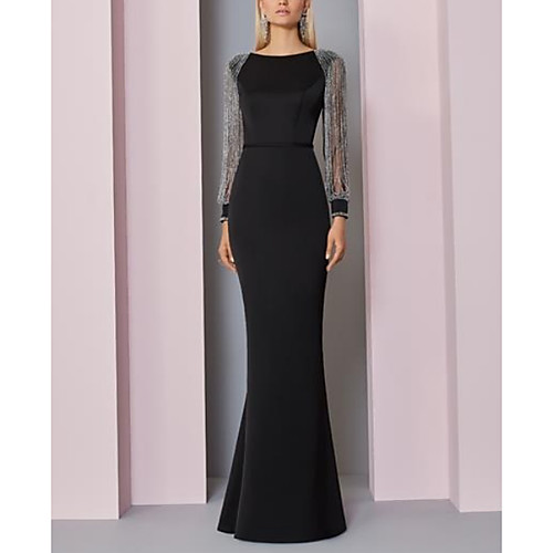 Mermaid / Trumpet Mother of the Bride Dress Sparkle & Shine Jewel Neck Floor Length Stretch Satin Long Sleeve with Crystals 2021
Mermaid / Trumpet Mother of the Bride Dress Sparkle & Shine Jewel Neck Floor Length Stretch Satin Long Sleeve with Crystals 2021
