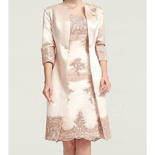 Sheath / Column Mother of the Bride Dress Plus Size Elegant Bateau Neck Knee Length Satin Sleeveless with Ruffles 2021
Sheath / Column Mother of the Bride Dress Plus Size Elegant Bateau Neck Knee Length Satin Sleeveless with Ruffles 2021