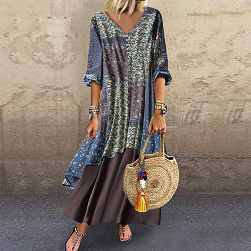 Women's A Line Dress Maxi long Dress Blue Green Red Light Blue 3/4 Length Sleeve Floral Layered Print Spring & Summer V Neck Hot Casual Holiday Loose 2021 M L XL XXL 3XL 4XL 5XL / Plus Size
Women's A Line Dress Maxi long Dress Blue Green Red Light Blue 3/4 Length Sleeve Floral Layered Print Spring & Summer V Neck Hot Casual Holiday Loose 2021 M L XL XXL 3XL 4XL 5XL / Plus Size