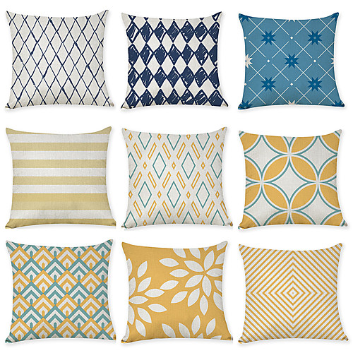 Set of 9 Faux Linen Pillow Cover, Spots & Checks Geometic Leisure Modern Throw Pillow
Set of 9 Faux Linen Pillow Cover, Spots & Checks Geometic Leisure Modern Throw Pillow