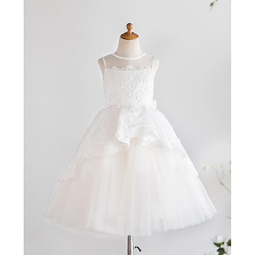 Princess Knee Length Flower Girl Dresses Wedding Satin Sleeveless Jewel Neck with Bows / First Communion
Princess Knee Length Flower Girl Dresses Wedding Satin Sleeveless Jewel Neck with Bows / First Communion