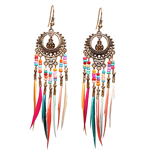 Women's Drop Earrings Fancy Dream Catcher Ethnic Gypsy Feather Earrings Jewelry Silver / Gold For Club Festival 1 Pair
Women's Drop Earrings Fancy Dream Catcher Ethnic Gypsy Feather Earrings Jewelry Silver / Gold For Club Festival 1 Pair