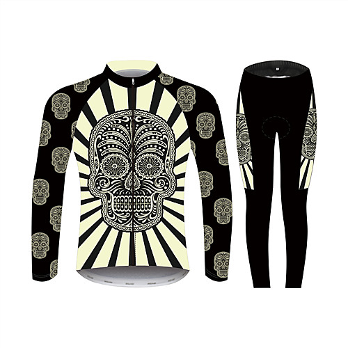 21Grams Sugar Skull Men's Long Sleeve Cycling Jersey with Tights - Black / White Bike Clothing Suit Windproof UV Resistant Breathable Sports Winter Fleece 100% Polyester Mountain Bike MTB Clothing
21Grams Sugar Skull Men's Long Sleeve Cycling Jersey with Tights - Black / White Bike Clothing Suit Windproof UV Resistant Breathable Sports Winter Fleece 100% Polyester Mountain Bike MTB Clothing
