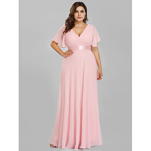 A-Line Empire Plus Size Prom Formal Evening Dress V Neck Short Sleeve Floor Length Chiffon Satin with Pleats Ruched 2021
A-Line Empire Plus Size Prom Formal Evening Dress V Neck Short Sleeve Floor Length Chiffon Satin with Pleats Ruched 2021