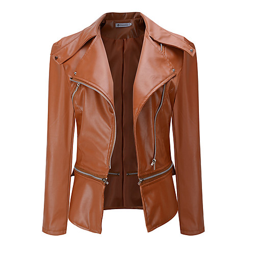 Women's Daily Fall & Winter Regular Jacket, Solid Colored Rolled collar Long Sleeve PU Camel
Women's Daily Fall & Winter Regular Jacket, Solid Colored Rolled collar Long Sleeve PU Camel
