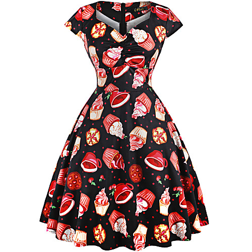 Vintage Inspired Vacation Dress Dress Prom Dress Women's Spandex Costume Brown black Vintage Cosplay Knee Length
Vintage Inspired Vacation Dress Dress Prom Dress Women's Spandex Costume Brown black Vintage Cosplay Knee Length