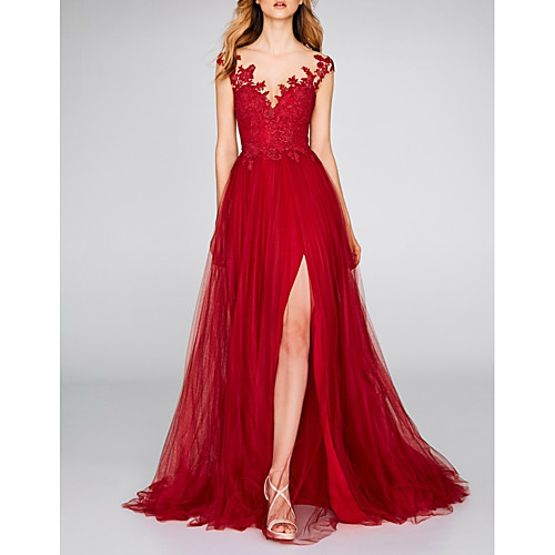 A-Line Sexy Engagement Formal Evening Dress V Neck Sleeveless Court Train Chiffon Lace with Split Appliques 2021
A-Line Sexy Engagement Formal Evening Dress V Neck Sleeveless Court Train Chiffon Lace with Split Appliques 2021