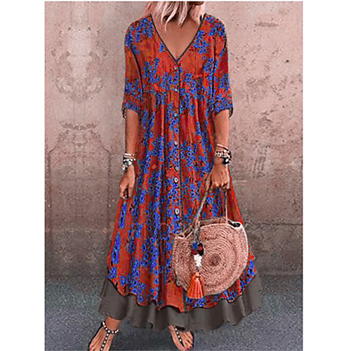 Women's Maxi Shift Dress - Half Sleeve Geometric Print V Neck Street chic Red Green Gray M L XL XXL XXXL
Women's Maxi Shift Dress - Half Sleeve Geometric Print V Neck Street chic Red Green Gray M L XL XXL XXXL