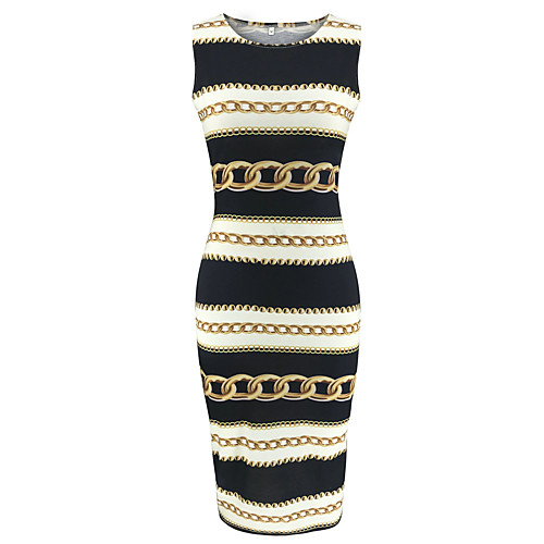 Women's Sheath Dress Black Sleeveless Color Block Print Round Neck Basic S M L XL
Women's Sheath Dress Black Sleeveless Color Block Print Round Neck Basic S M L XL