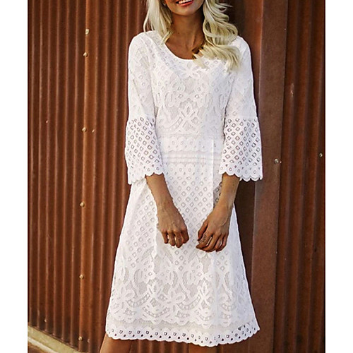 Women's Plus Size A Line Dress - 3/4 Length Sleeve Solid Colored White S M L XL
Women's Plus Size A Line Dress - 3/4 Length Sleeve Solid Colored White S M L XL