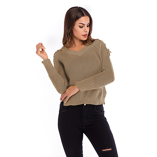 Women's Basic Knitted Solid Color Plain Pullover Long Sleeve Sweater Cardigans V Neck Fall Winter Yellow Blushing Pink Khaki
Women's Basic Knitted Solid Color Plain Pullover Long Sleeve Sweater Cardigans V Neck Fall Winter Yellow Blushing Pink Khaki