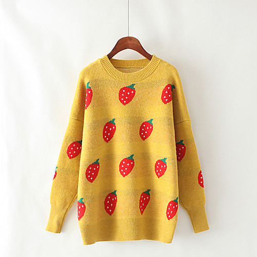 Women's Fruit Pullover Long Sleeve Loose Sweater Cardigans Round Neck Fall Winter Black Blue Yellow
Women's Fruit Pullover Long Sleeve Loose Sweater Cardigans Round Neck Fall Winter Black Blue Yellow
