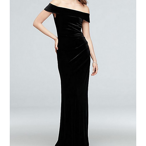Sheath / Column Off Shoulder Floor Length Velvet Chiffon Bridesmaid Dress with Ruching
Sheath / Column Off Shoulder Floor Length Velvet Chiffon Bridesmaid Dress with Ruching