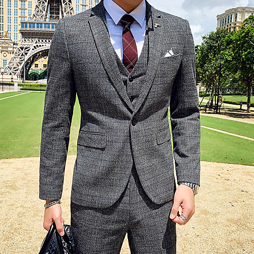 Men's Business / Ceremony / Wedding Suits Notch Slim Fit Single Breasted One-button Straight Flapped Checkered Polyester
Men's Business / Ceremony / Wedding Suits Notch Slim Fit Single Breasted One-button Straight Flapped Checkered Polyester