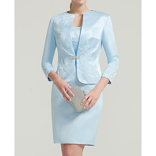 Two Piece Sheath / Column Mother of the Bride Dress Plus Size Elegant Vintage Jewel Neck Knee Length Satin Sleeveless with Appliques Crystal Brooch 2021
Two Piece Sheath / Column Mother of the Bride Dress Plus Size Elegant Vintage Jewel Neck Knee Length Satin Sleeveless with Appliques Crystal Brooch 2021