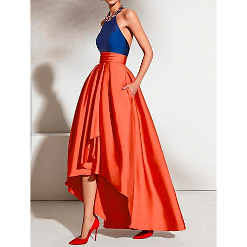A-Line Color Block Prom Formal Evening Dress Halter Neck Sleeveless Asymmetrical Satin with Pleats 2021
A-Line Color Block Prom Formal Evening Dress Halter Neck Sleeveless Asymmetrical Satin with Pleats 2021