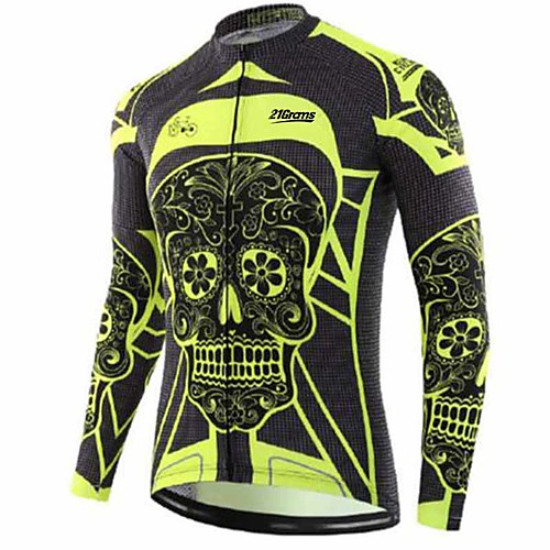21Grams Sugar Skull Men's Long Sleeve Cycling Jersey - Black / Yellow Bike Jersey Top Thermal Warm UV Resistant Anatomic Design Sports Winter Summer Fleece 100% Polyester Mountain Bike MTB Road Bike
21Grams Sugar Skull Men's Long Sleeve Cycling Jersey - Black / Yellow Bike Jersey Top Thermal Warm UV Resistant Anatomic Design Sports Winter Summer Fleece 100% Polyester Mountain Bike MTB Road Bike