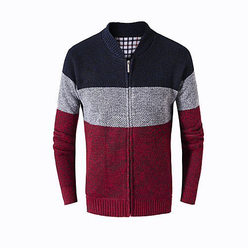 Men's Color Block Sweater Long Sleeve Sweater Cardigans Stand Collar Blue Wine Navy Blue
Men's Color Block Sweater Long Sleeve Sweater Cardigans Stand Collar Blue Wine Navy Blue