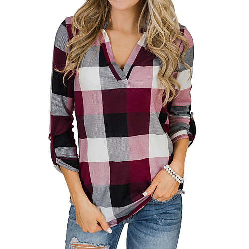 Women's Shirt Plaid Check Long Sleeve Daily Tops Basic Streetwear Red Wine Gray
Women's Shirt Plaid Check Long Sleeve Daily Tops Basic Streetwear Red Wine Gray
