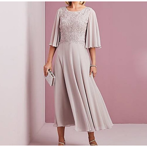 A-Line Mother of the Bride Dress Elegant & Luxurious Jewel Neck Ankle Length Chiffon Half Sleeve with Crystals Ruching 2021
A-Line Mother of the Bride Dress Elegant & Luxurious Jewel Neck Ankle Length Chiffon Half Sleeve with Crystals Ruching 2021