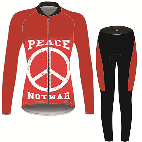 21Grams Peace Sign Women's Long Sleeve Cycling Jersey with Tights - Black / Red Bike Clothing Suit Thermal Warm Anatomic Design Ultraviolet Resistant Sports Winter Fleece Terylene Polyester Taffeta
21Grams Peace Sign Women's Long Sleeve Cycling Jersey with Tights - Black / Red Bike Clothing Suit Thermal Warm Anatomic Design Ultraviolet Resistant Sports Winter Fleece Terylene Polyester Taffeta