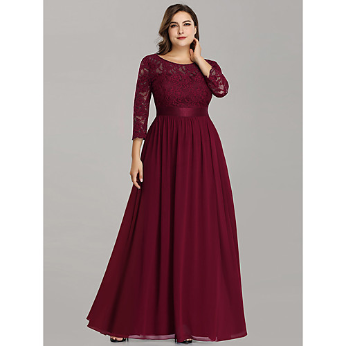 A-Line Mother of the Bride Dress Plus Size Jewel Neck Floor Length Chiffon Lace 3/4 Length Sleeve with Lace 2021
A-Line Mother of the Bride Dress Plus Size Jewel Neck Floor Length Chiffon Lace 3/4 Length Sleeve with Lace 2021