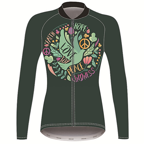 21Grams Peace & Love Women's Long Sleeve Cycling Jersey - Army Green Bike Jersey Top Thermal Warm UV Resistant Anatomic Design Sports Winter Fleece 100% Polyester Mountain Bike MTB Road Bike Cycling
21Grams Peace & Love Women's Long Sleeve Cycling Jersey - Army Green Bike Jersey Top Thermal Warm UV Resistant Anatomic Design Sports Winter Fleece 100% Polyester Mountain Bike MTB Road Bike Cycling