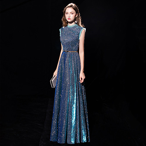A-Line Elegant Sparkle & Shine Formal Evening Dress High Neck Sleeveless Floor Length Tulle Sequined with Sash / Ribbon 2021
A-Line Elegant Sparkle & Shine Formal Evening Dress High Neck Sleeveless Floor Length Tulle Sequined with Sash / Ribbon 2021