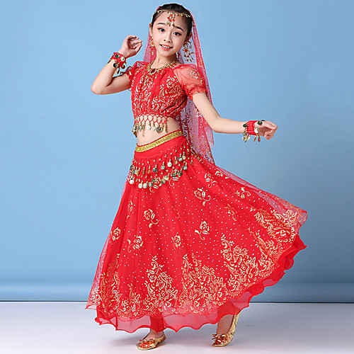 Belly Dance Kids' Dancewear Skirts Gold Coin Embroidery Paillette Girls' Training Performance Short Sleeve Natural Mesh Chiffon
Belly Dance Kids' Dancewear Skirts Gold Coin Embroidery Paillette Girls' Training Performance Short Sleeve Natural Mesh Chiffon