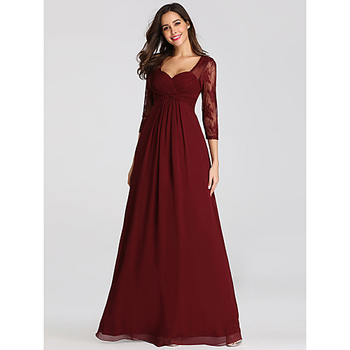 A-Line Open Back Formal Evening Dress Sweetheart Neckline 3/4 Length Sleeve Floor Length Chiffon Lace with Ruched 2021
A-Line Open Back Formal Evening Dress Sweetheart Neckline 3/4 Length Sleeve Floor Length Chiffon Lace with Ruched 2021