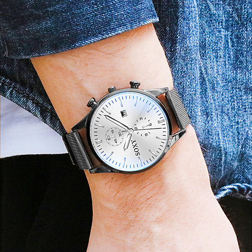 Men's Dress Watch Quartz Formal Style Mesh Stainless Steel Black / Silver / Rose Gold Calendar / date / day Casual Watch Analog Fashion - Black Black / White Black / Blue One Year Battery Life
Men's Dress Watch Quartz Formal Style Mesh Stainless Steel Black / Silver / Rose Gold Calendar / date / day Casual Watch Analog Fashion - Black Black / White Black / Blue One Year Battery Life