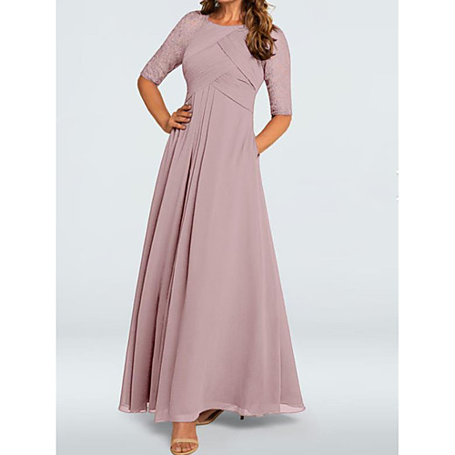 A-Line Elegant Wedding Guest Formal Evening Dress Jewel Neck Half Sleeve Floor Length Chiffon Lace with Pleats Ruched 2021
A-Line Elegant Wedding Guest Formal Evening Dress Jewel Neck Half Sleeve Floor Length Chiffon Lace with Pleats Ruched 2021