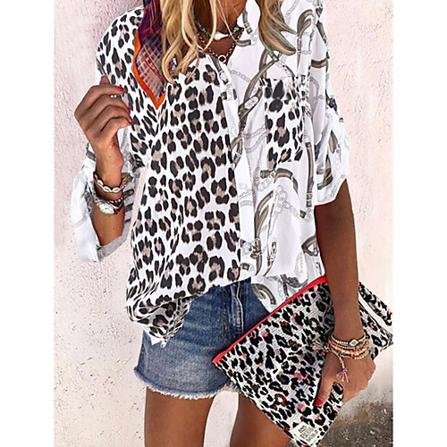 Women's Blouse Shirt Color Block Leopard Cheetah Print Long Sleeve V Neck Tops White Black Army Green
Women's Blouse Shirt Color Block Leopard Cheetah Print Long Sleeve V Neck Tops White Black Army Green