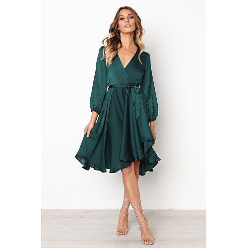 Women's A Line Dress Knee Length Dress Wine Green Long Sleeve Solid Color Lace up Patchwork Fall V Neck Elegant 2021 S M L XL
Women's A Line Dress Knee Length Dress Wine Green Long Sleeve Solid Color Lace up Patchwork Fall V Neck Elegant 2021 S M L XL