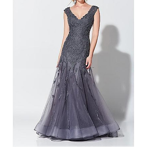 Mermaid / Trumpet Elegant Wedding Guest Formal Evening Dress V Neck Sleeveless Floor Length Tulle with Appliques 2021
Mermaid / Trumpet Elegant Wedding Guest Formal Evening Dress V Neck Sleeveless Floor Length Tulle with Appliques 2021