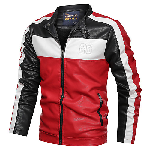 Men's Faux Leather Jacket Practice Winter Regular Coat Round Neck Jacket Long Sleeve Solid Colored Wine Black
Men's Faux Leather Jacket Practice Winter Regular Coat Round Neck Jacket Long Sleeve Solid Colored Wine Black