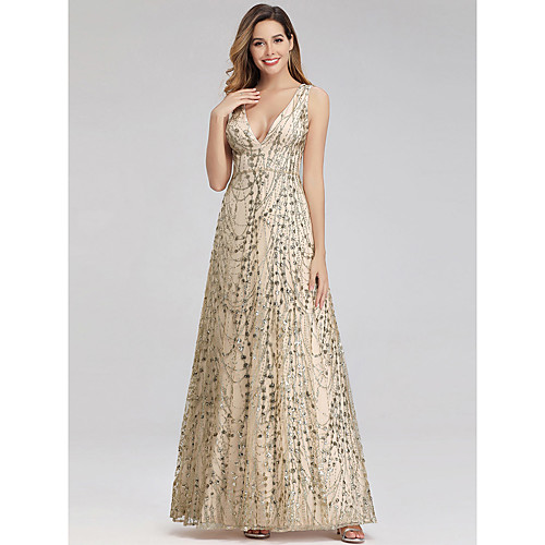 A-Line Elegant Formal Evening Dress Plunging Neck Sleeveless Floor Length Tulle with Crystals 2021 
A-Line Elegant Formal Evening Dress Plunging Neck Sleeveless Floor Length Tulle with Crystals 2021