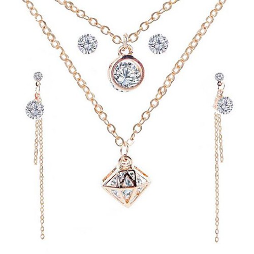 Women's AAA Cubic Zirconia Necklace Earrings Stylish Simple Earrings Jewelry Gold For Daily Two-piece Suit
Women's AAA Cubic Zirconia Necklace Earrings Stylish Simple Earrings Jewelry Gold For Daily Two-piece Suit