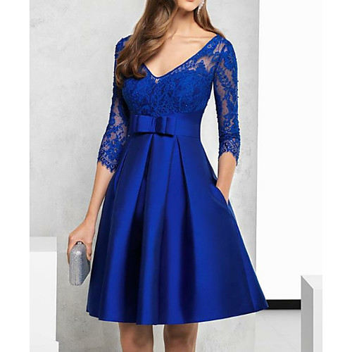 A-Line Beautiful Back Holiday Cocktail Party Dress Plunging Neck 3/4 Length Sleeve Short / Mini Lace Satin with Sash / Ribbon Beading 2021
A-Line Beautiful Back Holiday Cocktail Party Dress Plunging Neck 3/4 Length Sleeve Short / Mini Lace Satin with Sash / Ribbon Beading 2021