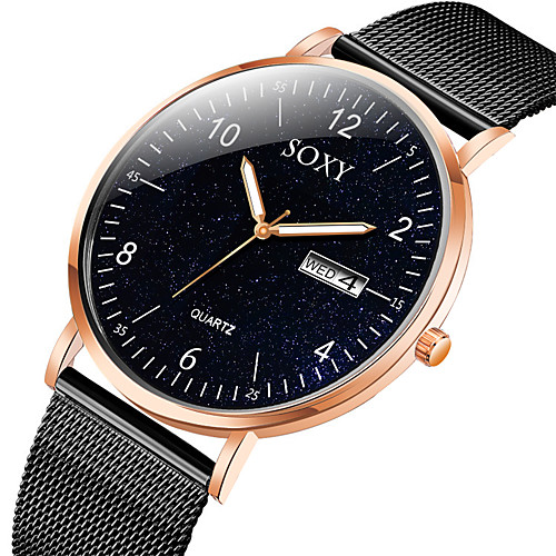 Men's Dress Watch Quartz Formal Style Mesh Fashion Calendar / date / day Analog Black / Rose Gold Black Silver / Black / One Year / Stainless Steel / Stainless Steel / Noctilucent
Men's Dress Watch Quartz Formal Style Mesh Fashion Calendar / date / day Analog Black / Rose Gold Black Silver / Black / One Year / Stainless Steel / Stainless Steel / Noctilucent