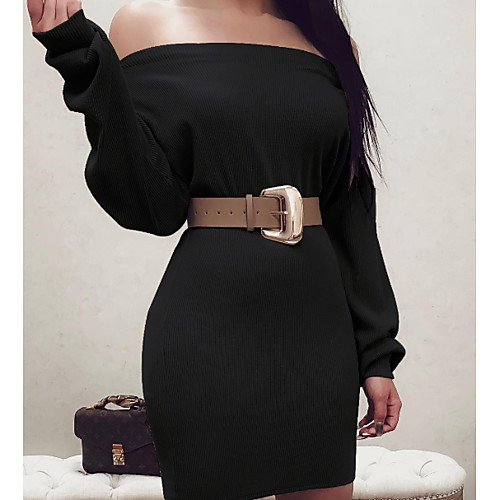 Women's Sheath Dress - Long Sleeve Solid Colored Off Shoulder Wine Black Khaki S M L XL
Women's Sheath Dress - Long Sleeve Solid Colored Off Shoulder Wine Black Khaki S M L XL