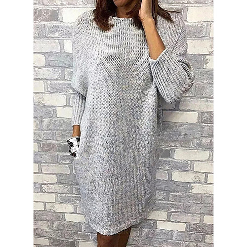 Women's Sweater Jumper Dress Knee Length Dress Gray Long Sleeve Solid Colored Round Neck M L XL XXL 3XL
Women's Sweater Jumper Dress Knee Length Dress Gray Long Sleeve Solid Colored Round Neck M L XL XXL 3XL