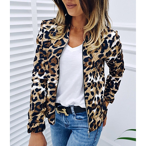 Women's Jacket Daily Fall Spring Short Coat Regular Fit Basic Jacket Long Sleeve Leopard Print Print Brown
Women's Jacket Daily Fall Spring Short Coat Regular Fit Basic Jacket Long Sleeve Leopard Print Print Brown