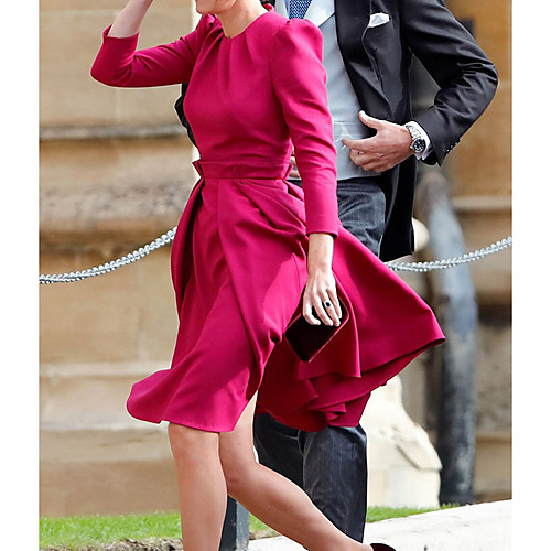 A-Line Mother of the Bride Dress Plus Size Jewel Neck Knee Length Polyester 3/4 Length Sleeve with Pleats 2021
A-Line Mother of the Bride Dress Plus Size Jewel Neck Knee Length Polyester 3/4 Length Sleeve with Pleats 2021