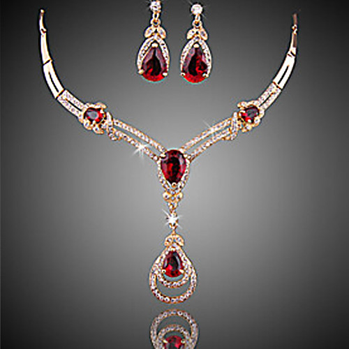 Women's Red Cubic Zirconia Hoop Earrings Choker Necklace Hollow Out Heart Baroque Gold Plated Earrings Jewelry bright red / Black For Party Wedding 1 set
Women's Red Cubic Zirconia Hoop Earrings Choker Necklace Hollow Out Heart Baroque Gold Plated Earrings Jewelry bright red / Black For Party Wedding 1 set