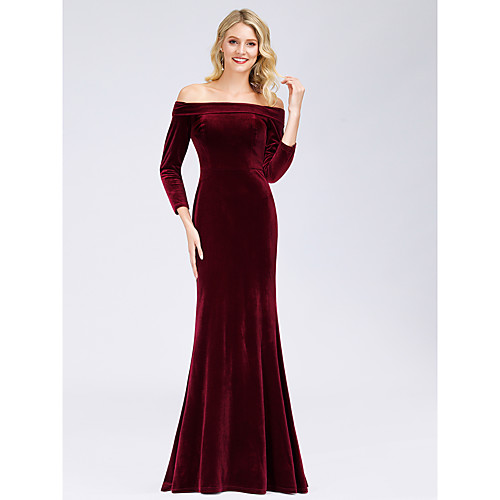Mermaid / Trumpet Elegant Formal Evening Valentine's Day Dress Off Shoulder Long Sleeve Floor Length Velvet with 2021
Mermaid / Trumpet Elegant Formal Evening Valentine's Day Dress Off Shoulder Long Sleeve Floor Length Velvet with 2021