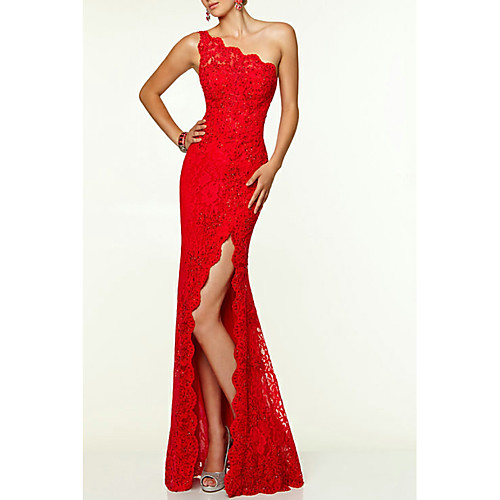 Sheath / Column Open Back Prom Formal Evening Valentine's Day Dress One Shoulder Sleeveless Floor Length Lace with Split Front 2021
Sheath / Column Open Back Prom Formal Evening Valentine's Day Dress One Shoulder Sleeveless Floor Length Lace with Split Front 2021