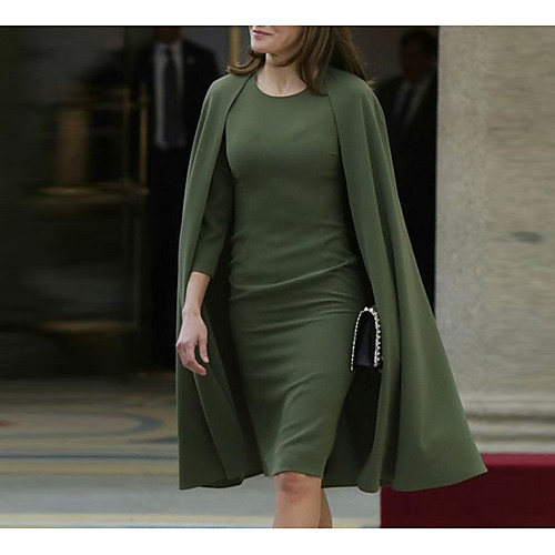 Sheath / Column Mother of the Bride Dress Plus Size Jewel Neck Knee Length Polyester 3/4 Length Sleeve with Ruching 2021
Sheath / Column Mother of the Bride Dress Plus Size Jewel Neck Knee Length Polyester 3/4 Length Sleeve with Ruching 2021