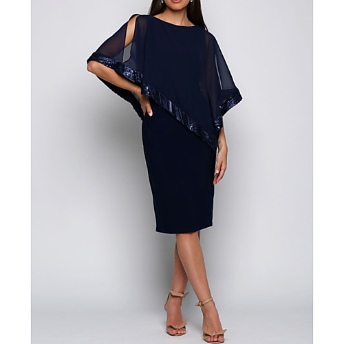 Sheath / Column Elegant Holiday Cocktail Party Dress Jewel Neck Half Sleeve Knee Length Chiffon with Sequin 2021
Sheath / Column Elegant Holiday Cocktail Party Dress Jewel Neck Half Sleeve Knee Length Chiffon with Sequin 2021