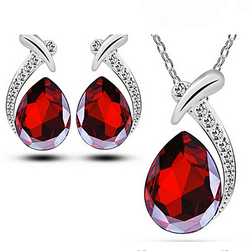 Women's Stud Earrings Pendant Necklace Briolette Precious Pear Unique Design Fashion Silver Plated Earrings Jewelry Red / Blue For Party Daily Work 1 set
Women's Stud Earrings Pendant Necklace Briolette Precious Pear Unique Design Fashion Silver Plated Earrings Jewelry Red / Blue For Party Daily Work 1 set